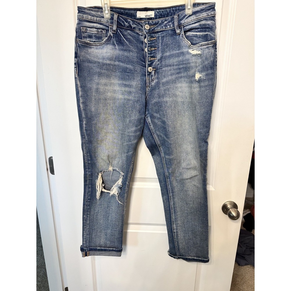 Vervet ‎ by Flying Monkey Distressed Jeans Size 31 Denim High Rise Skinny Button